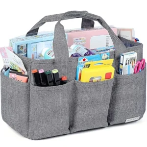 Craft Organizer Tote Bag with Multiple Pockets,