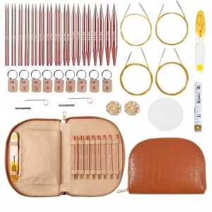 49-piece aluminum circular knitting needle set with ergonomic handles