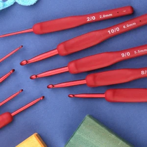 9PCS Red Crochet Hook Ergonomic Handle for Arthritic Hands