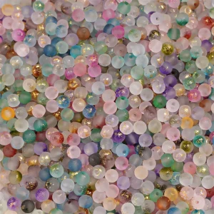 100/200/500Pcs 4mm Frosted Gold Splatter Glass Rice BeadsI